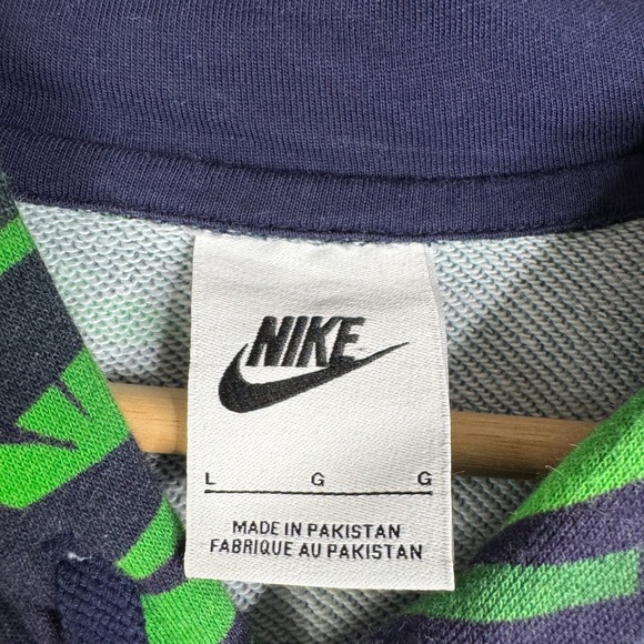 Nike Brasil CBF Soccer Tropical Palm Print Hoodie Mens Large Navy Green Yellow - Picture 5 of 8